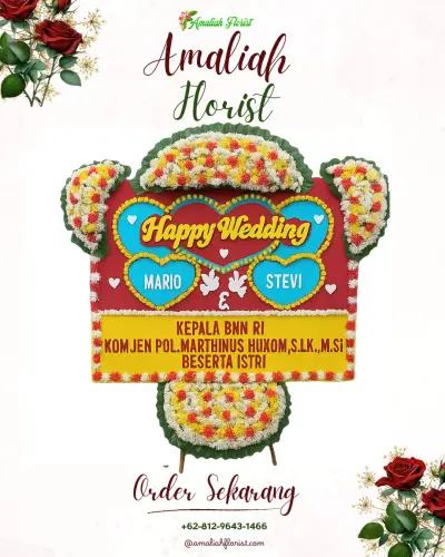 Karangan Papan Bunga Pernikahan di Surya Bahari